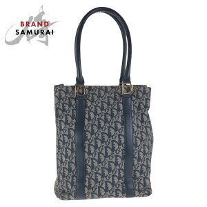 Dior Trotter Navy Blue canvas leather tote bag